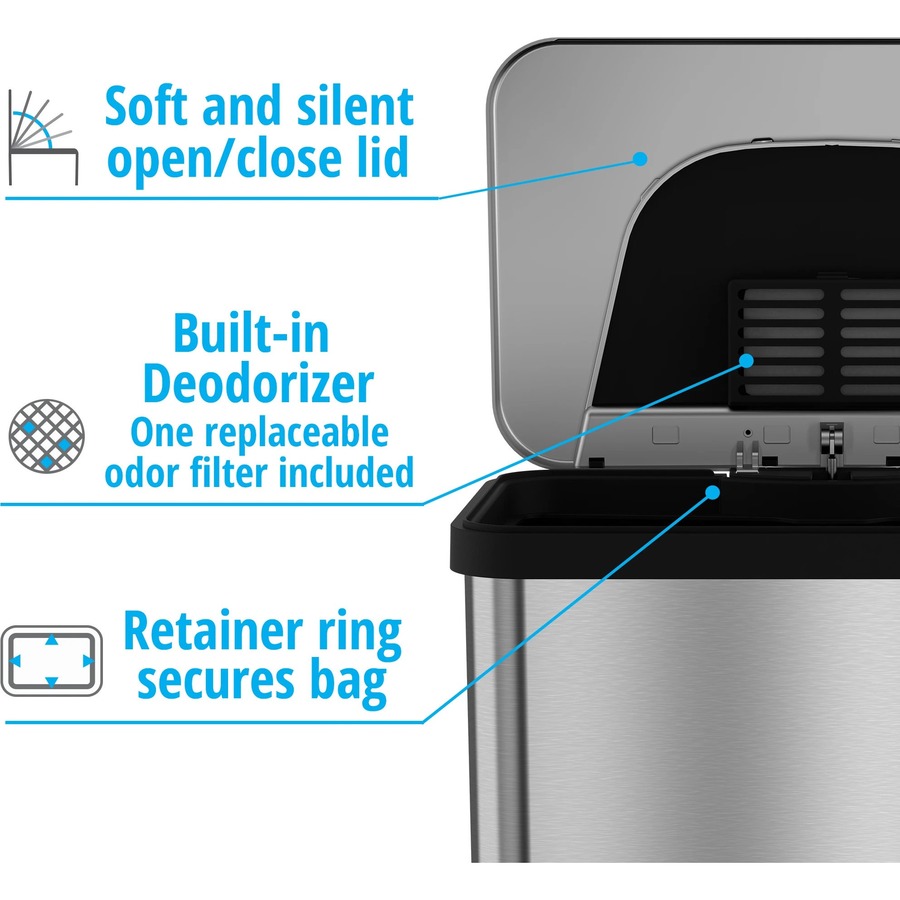 HLS Commercial 13-Gallon Pedal-Sensor Trash Can