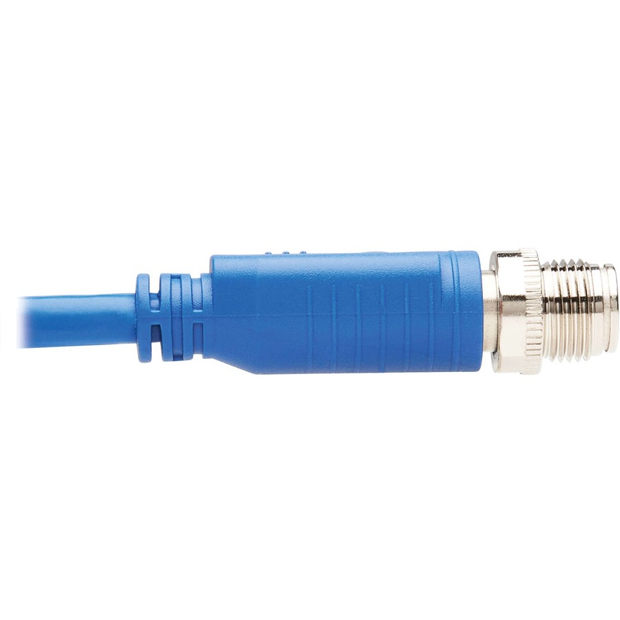Eaton Tripp Lite Series M12 X-Code Cat6 1G UTP CMR-LP Ethernet Cable (M/M), IP68, PoE, Blue, 1 m (3.3 ft.), TAA