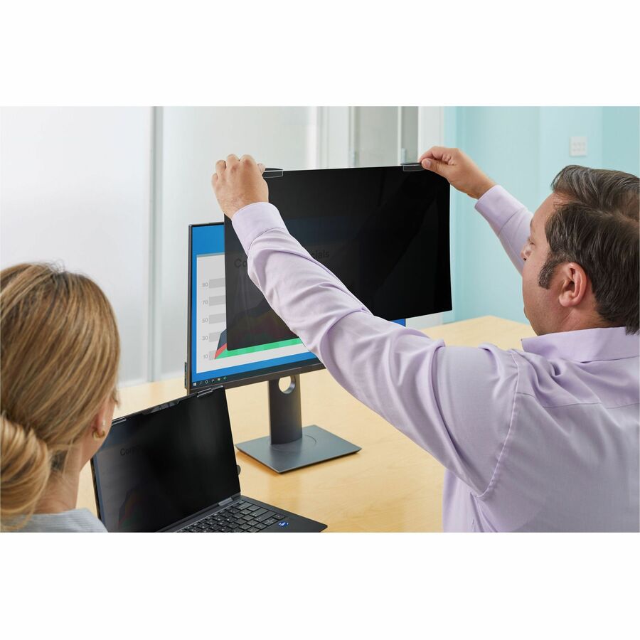 3M Privacy Screen Filter Black - For 24" Widescreen LCD Monitor - 16:10 - Scratch Resistant, Fingerprint Resistant - Anti-glare = MMMPF240W1EM