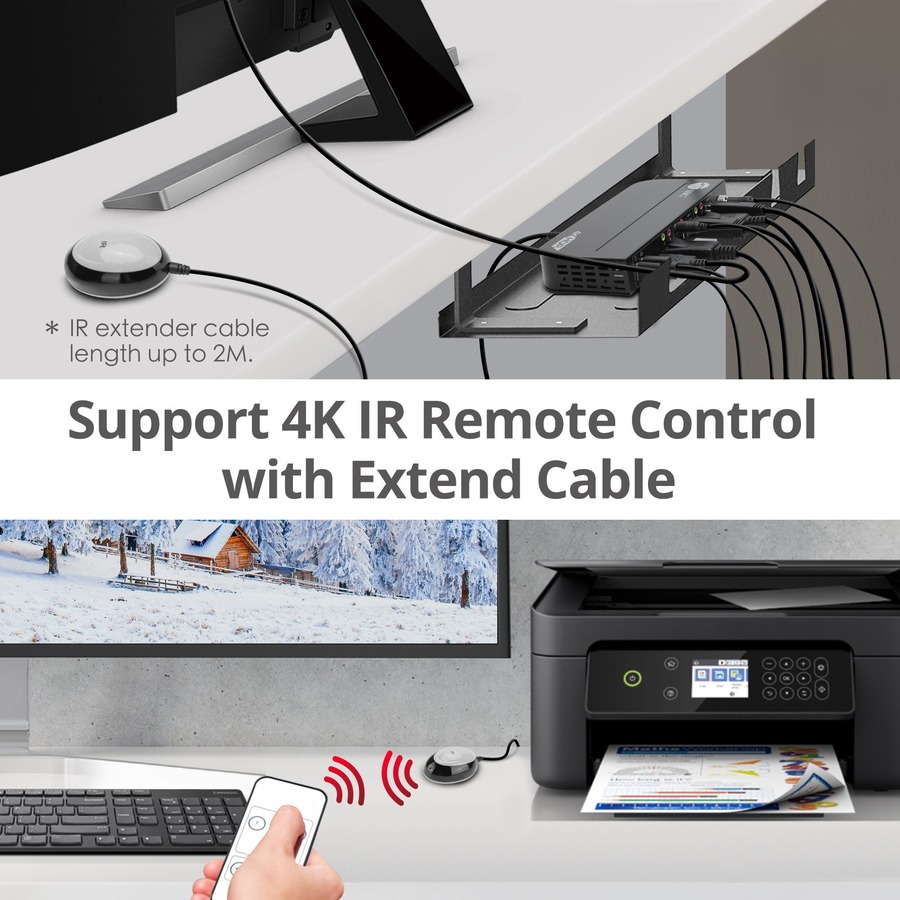 SIIG 2x1 DisplayPort 4K KVM USB 3.0 Switch with Remote Control