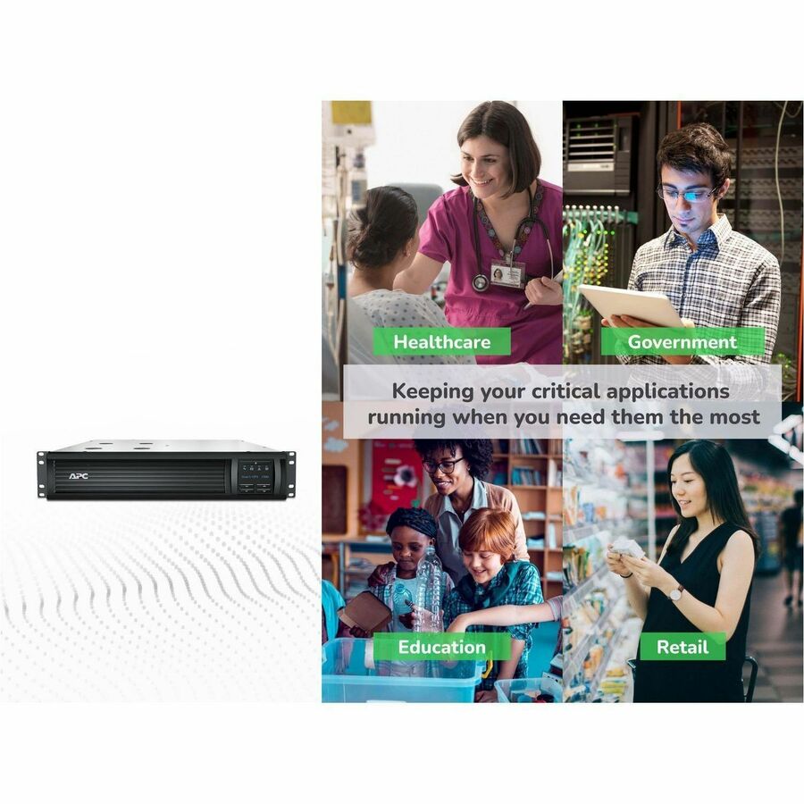APC Smart-UPS, Line Interactive, 1500VA, Rackmount 2U, 120V, 6x NEMA 5-15R outlets, SmartConnect Port+Network Card, AVR, LCD