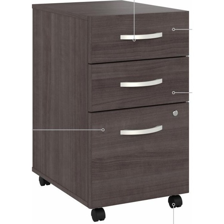 Bush Business Furniture Hybrid Collection Desking - 29.4" x 71"72.3" - 3 Drawer(s) - Finish: Storm Gray