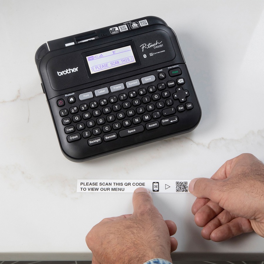 Brother P-touch Business Expert Connected Label Maker with Case PTD460BTVP - Brother P-touch Business Expert Connected Label Maker PT-D460BTVP with Bluetooth® Connectivity, includes Carry Case and 4m Black Print on Clear Sample Label Tape ~1/2" (12mm)