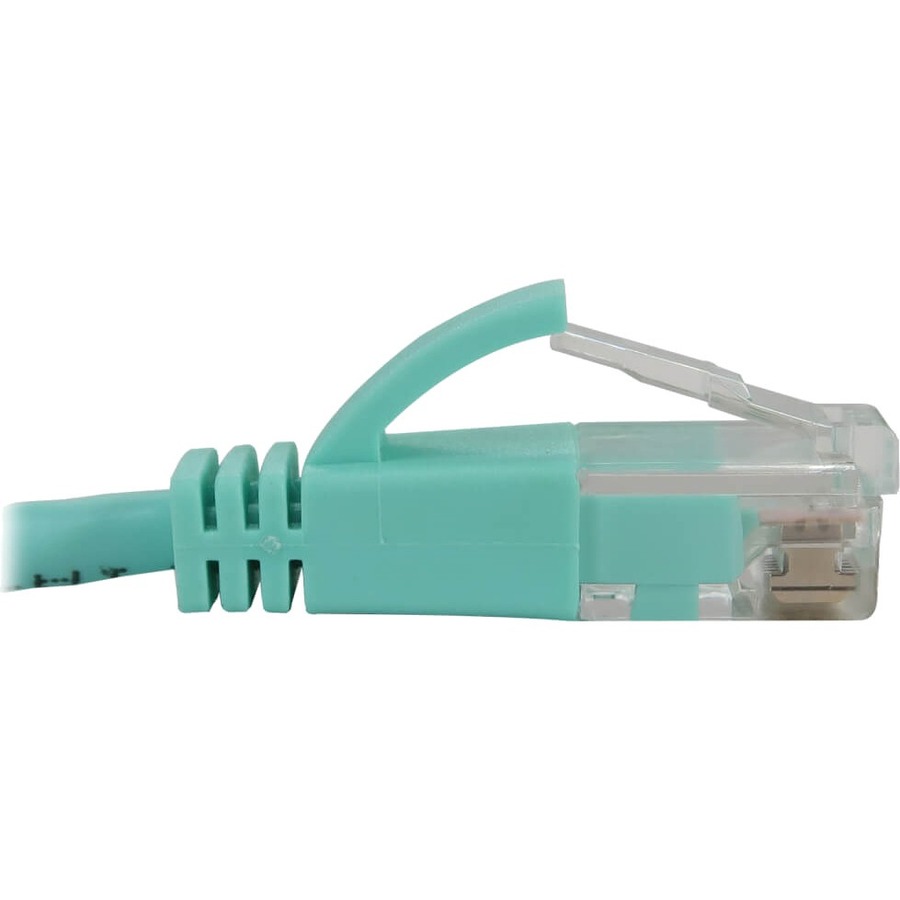 Eaton Tripp Lite Series Cat6a 10G Snagless Molded Slim UTP Ethernet Cable (RJ45 M/M), PoE, Aqua, 1 ft. (0.3 m)