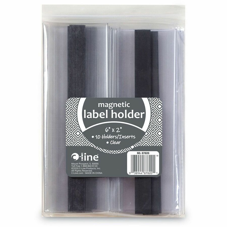 C-Line Label Holder - Plastic - Clear - Magnetic, Side-loading - 10 / Pack