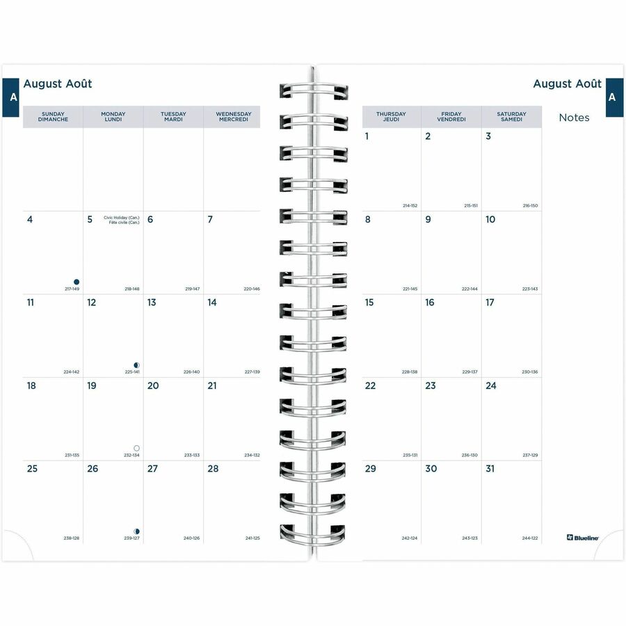 Blueline Academic Daily Planner Spring 2024-2024 - Blue - Bilingual