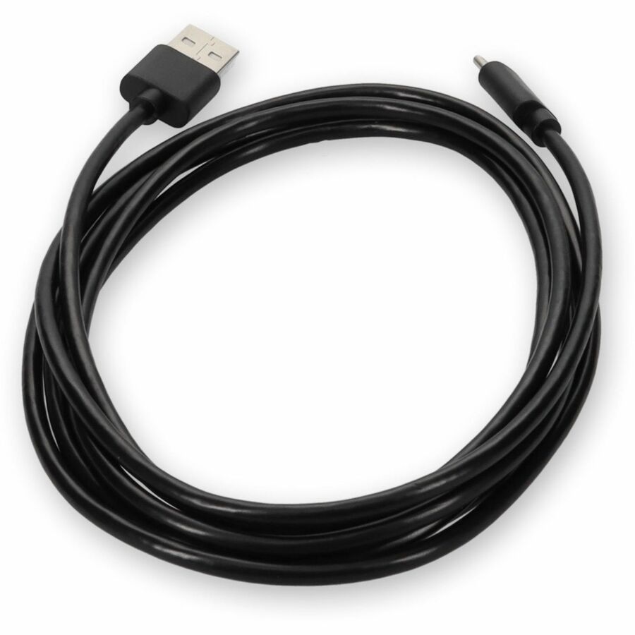 Black 5 meter USB 2.0 cable with USB Type-A male to USB Type-C male connectors — alternate view 3