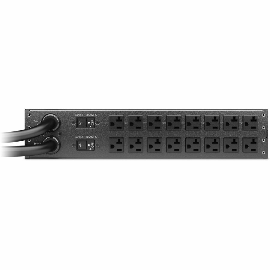 APC NetShelter Rack Automatic Transfer Switch, 2U, 30A, 120V, 2 L5-30P IN, 16 5-20R OUT, 50/60Hz