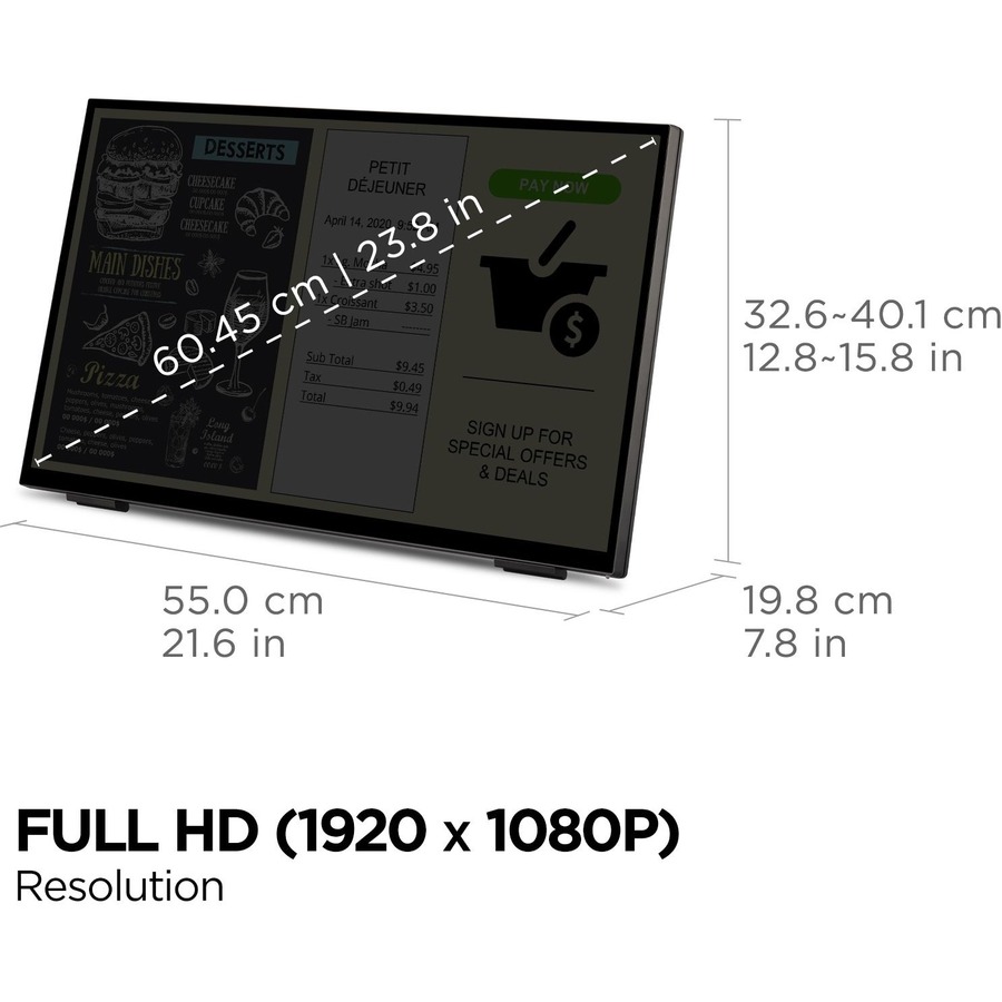 ViewSonic TD2465 24 Inch 1080p IPS Touch Screen Monitor with Advanced Ergonomics, HDMI and USB Inputs