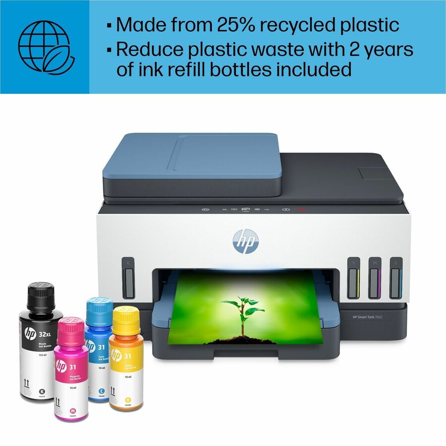 HP 7602 Wired & Wireless Smart Tank Inkjet Multifunction Printer - Color