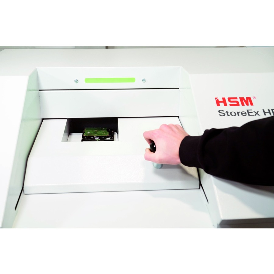 HSM StoreEx HDS 230 Media Shredder - Continuous Shredder - for shredding 3.5" Floppy Disk, Hard Drive, Credit Card, CD, DVD, USB Stick - White