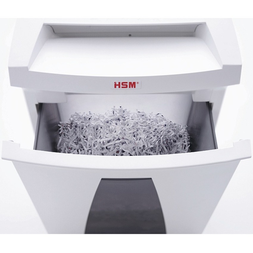 HSM SECURIO B24 - 1/4" - Continuous Shredder - Strip Cut - 27 Per Pass - for shredding Paper, Paper Clip, Staples, Credit Card, CD, DVD - 0.250" Shred Size - P-2/O-2/T-2/E-2 - 9.45" Throat - 9.20 gal Wastebin Capacity - White