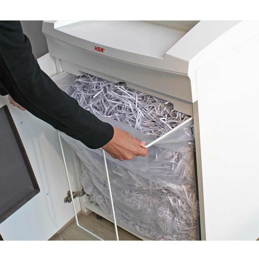 HSM SECURIO B32 - 1/16" x 5/8" - Continuous Shredder - Particle Cut - 11 Per Pass - for shredding Credit Card, Paper, Paper Clip, Staples - 0.063" x 0.625" Shred Size - P-5/T-5/E-4/F-2 - 12.20" Throat - 21.70 gal Wastebin Capacity - White