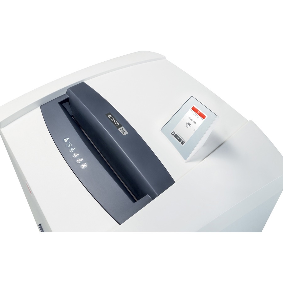 HSM Securio P44 L4 Micro-cut Shredder - Continuous Shredder - Micro Cut - 30 Per Pass - for shredding Staples, USB Stick, Paper, Paper Clip, Credit Card - 55 gal Wastebin Capacity - White