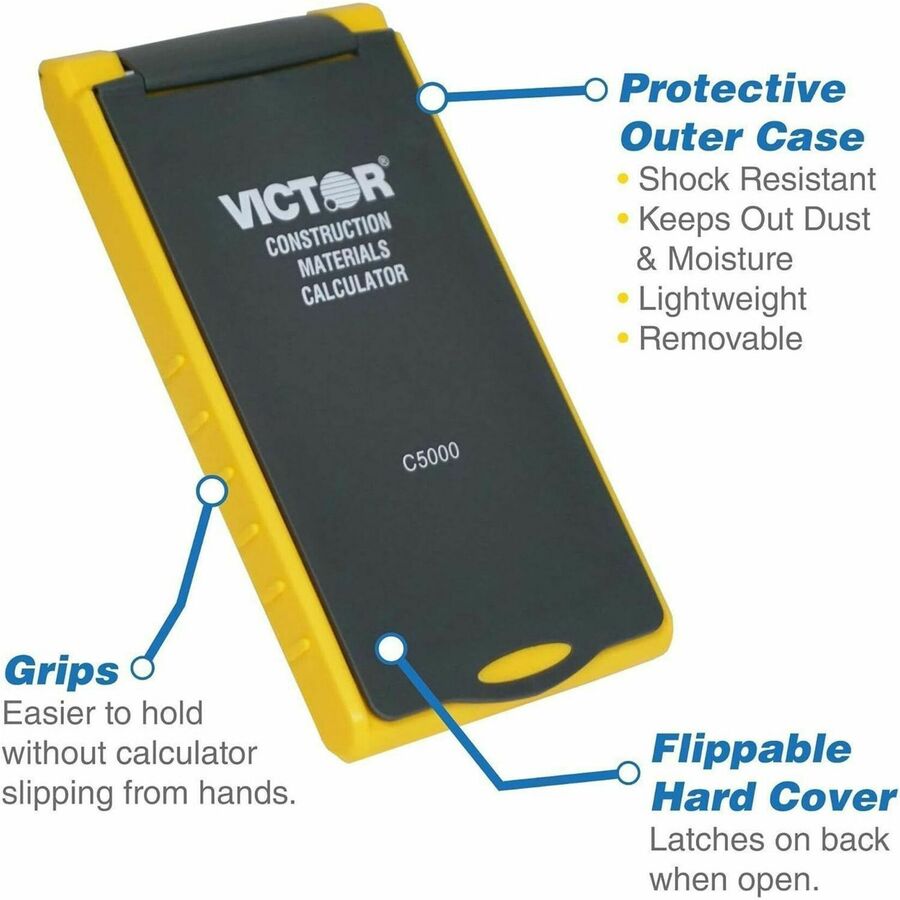 Victor C5000 Construction Materials Calculator - LCD - Battery Powered - 2 - LR44 - Yellow - 1 Each