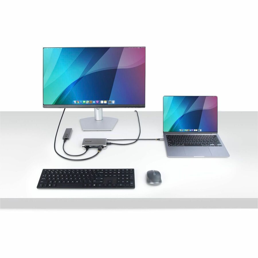 StarTech USB-C Multiport Adapter, 4K 60Hz HDMI/DP, 3-Port USB Hub, 100W PD Pass-Through, GbE, Mini Docking Station, 1ft/30cm Cable