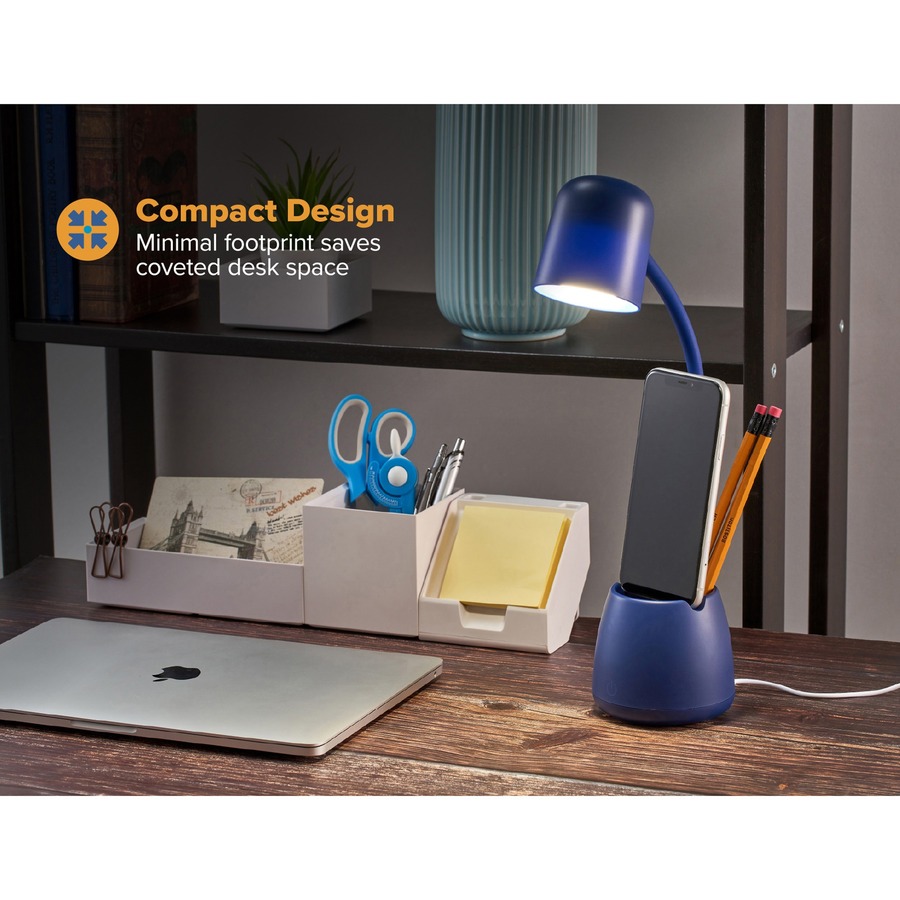 Bostitch Desk Lamp with Storage Cup, Navy - LED Bulb - Adjustable, Touch Sensitive Control Panel, Dimmable, Color Temperature Setting, Flicker-free, Adjustable Head, Adjustable Brightness, Glare-free Light, Eco-friendly - Desk Mountable, Table Top - Navy 