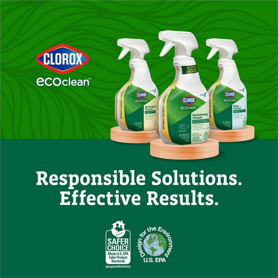 CloroxPro™ EcoClean Disinfecting Cleaner Spray - Ready-To-Use - 32 fl oz (1 quart) - Fresh Scent - 1 Each - Refillable, Disinfectant, Bleach-free, Alcohol-free, Phosphate-free, Odor Resistant - Green, White