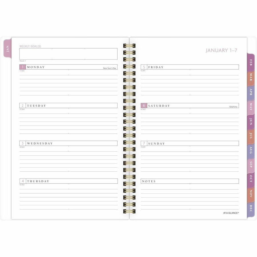 At-A-Glance Badge Collection City of Hope Planner - Small Size - Weekly, Monthly - 13 Month - January 2024 - January 2025 - 5 1/2" x 8 1/2" Sheet Size - Twin Wire - Multi - Paper - Bleed Resistant, Dated Planning Page, Reference Calendar, Durable, Flexibl