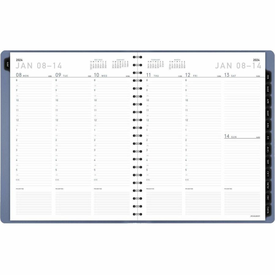 At-A-Glance Contemporary Weekly/Monthly Planner - Large Size - Weekly, Monthly - 12 Month - January 2024 - December 2024 - 8:00 AM to 5:30 PM - Half-hourly - Monday - Friday - 2 Week, 2 Month Double Page Layout - 8 1/4" x 11" Sheet Size - Twin Wire - Slat