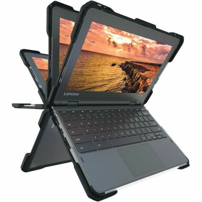 UZBL rugged hard shell case for Lenovo 300e and 500e Chromebook Gen 3 11-inch devices with clear shell and stylus cutout — alternate view 3