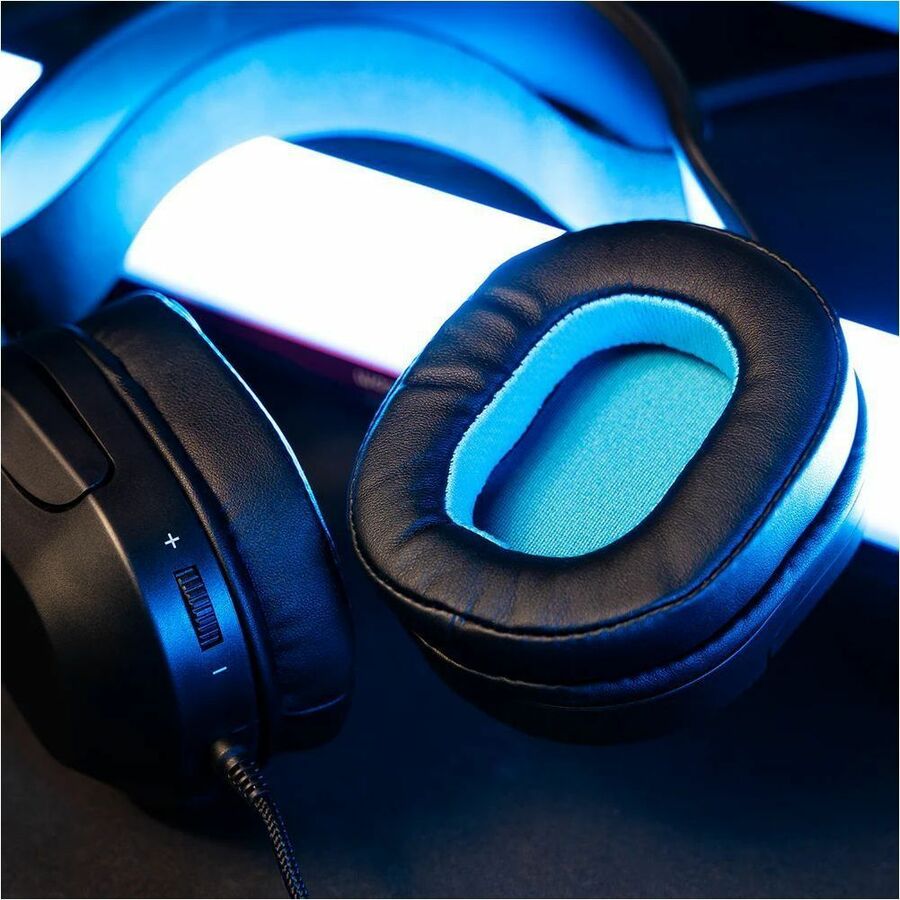 JLab Audio NIGHTFALL over-ear wired gaming headset in black with boom microphone — alternate view 3