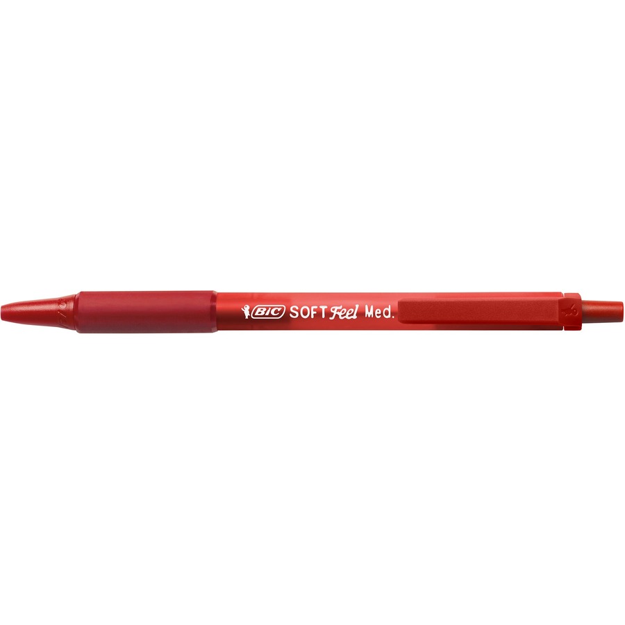 BIC SoftFeel Retractable Ball Pen - Medium Pen Point - Retractable - Red - Red Barrel - 12 / Dozen = BICSCSM11RE