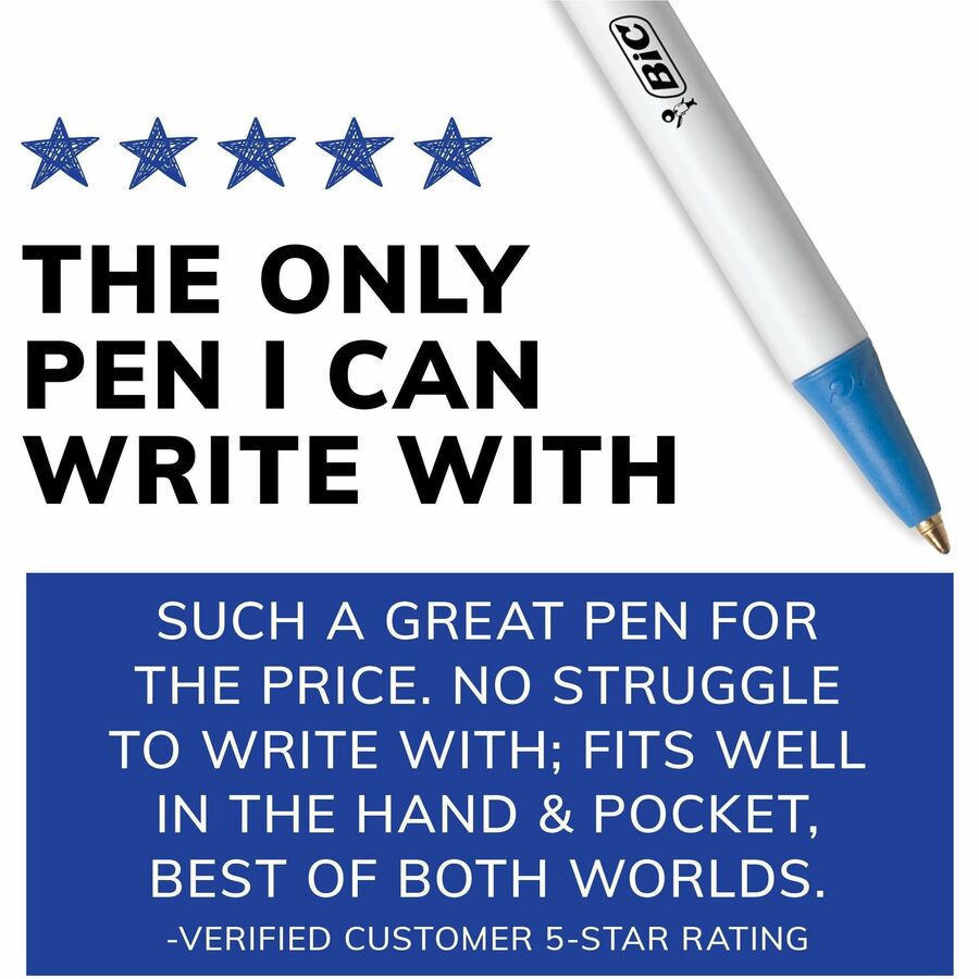 BIC Clic Stic Blue Retractable Ballpoint Pens, Medium Point (1.0 mm), 12-Count Pack, Round Barrel Design for Comfortable Writing - 1 mm Pen Point Size - Retractable - Blue - 12 / Dozen = BICCSM11BL
