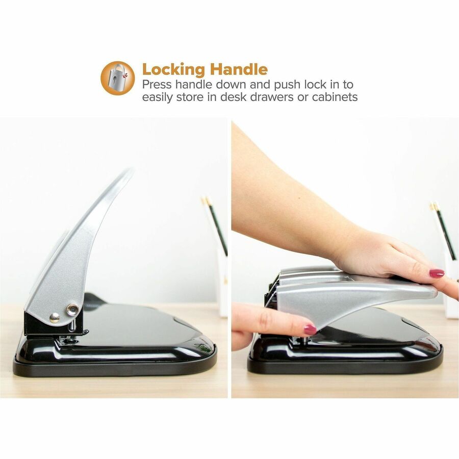 Bostitch EZ-Squeeze 3-Hole Punch - 3 Punch Head(s) - 40 Sheet - Metal