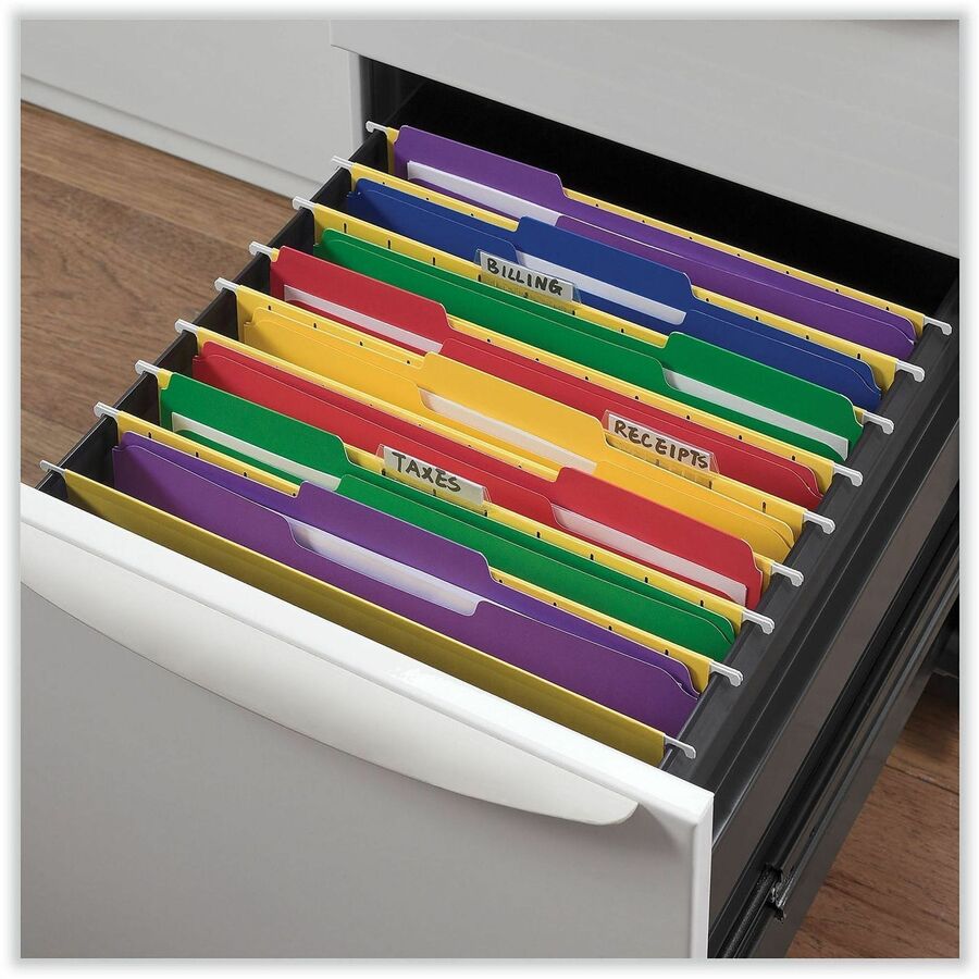 Universal 1/3 Tab Cut Letter Top Tab File Folder - 1" Expansion - Assorted Tab Position - 11 pt. - Stock - Assorted - 100 / Box