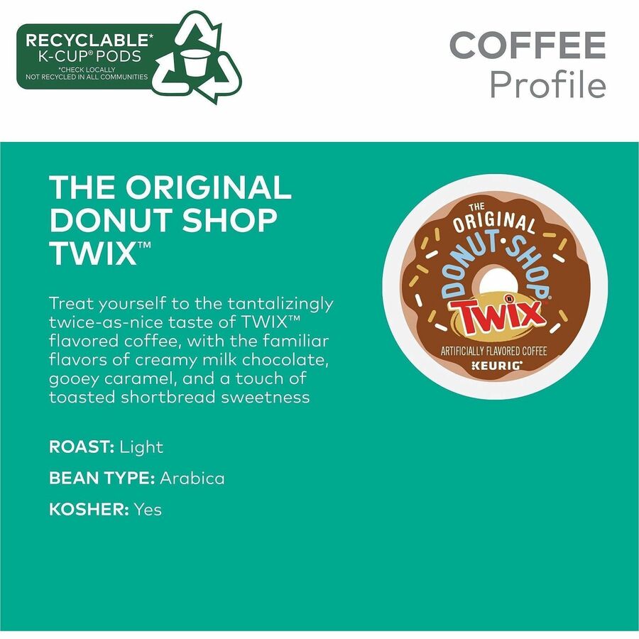 The Original Donut Shop® K-Cup, Pod Twix Coffee K-Cups - Compatible with Keurig K-Cup Brewer - Light - 24 K-Cup - K-Cup, Pod - Twix - Kosher - 4 / Carton