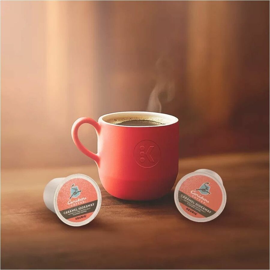 Picture of Caramel Hideaway K-Cup coffee, Caramel flavored, Medium roast, 24 K-Cups per box, Kosher, Rainforest Alliance, 24 EA/BX