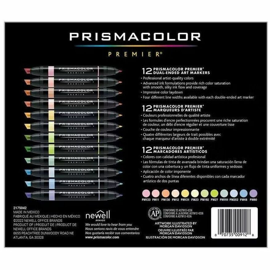 Prismacolor Premier Dual-Ended Art Marker Sets, Fine and Chisel Tip