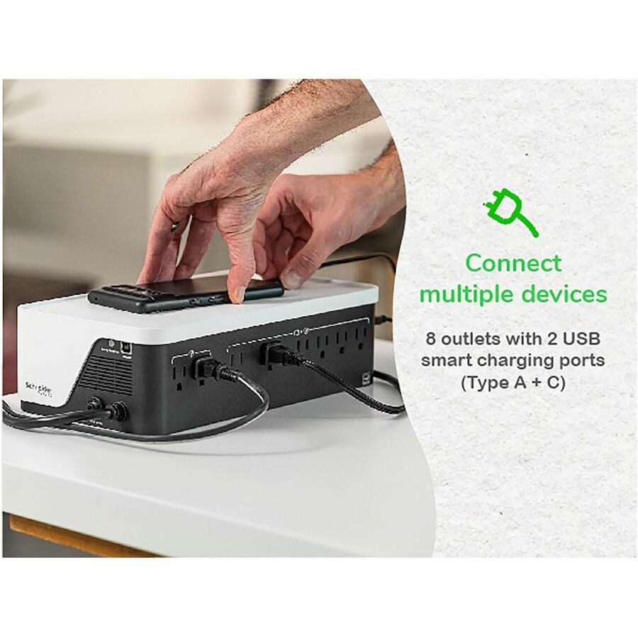 APC Back-UPS, 900VA/540W, Floor/Wall Mount, 120V, 8x NEMA 5-15R outlets, USB Type A + C Ports