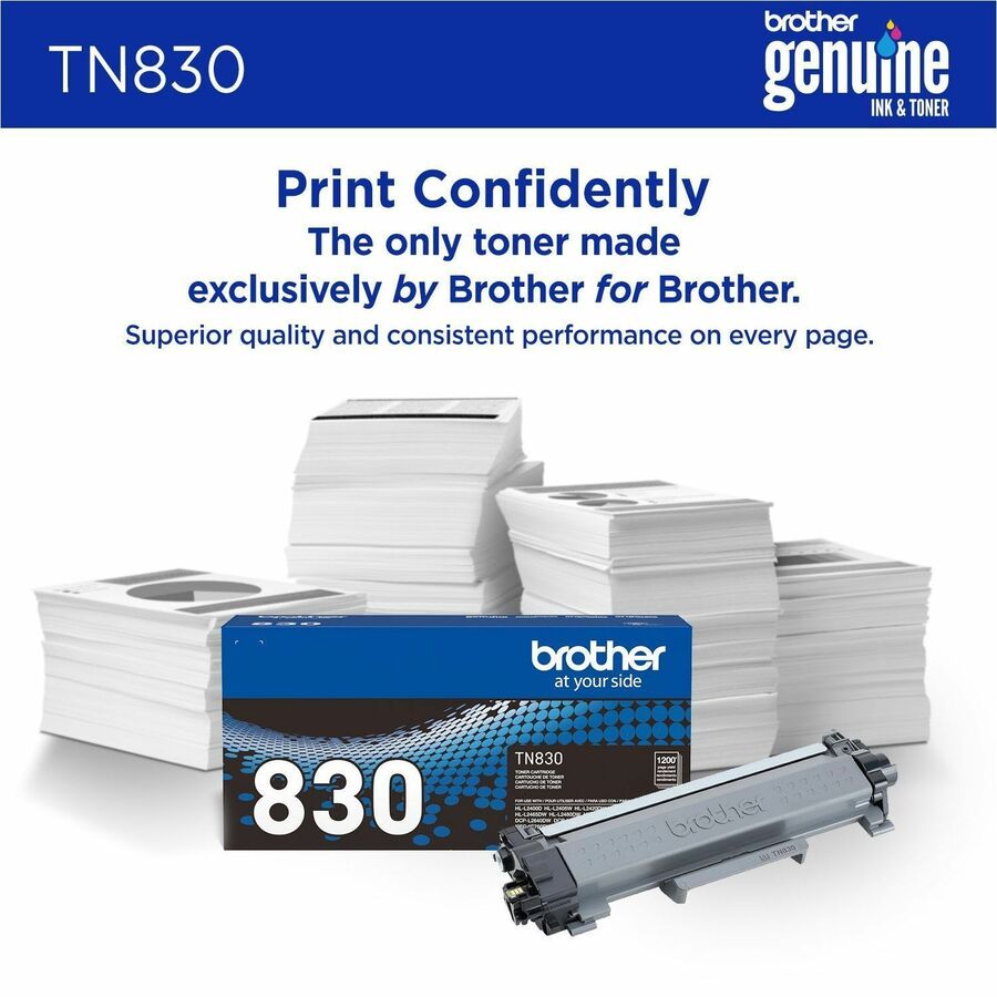 Brother Genuine TN830 Standard Yield Black Toner Cartridge