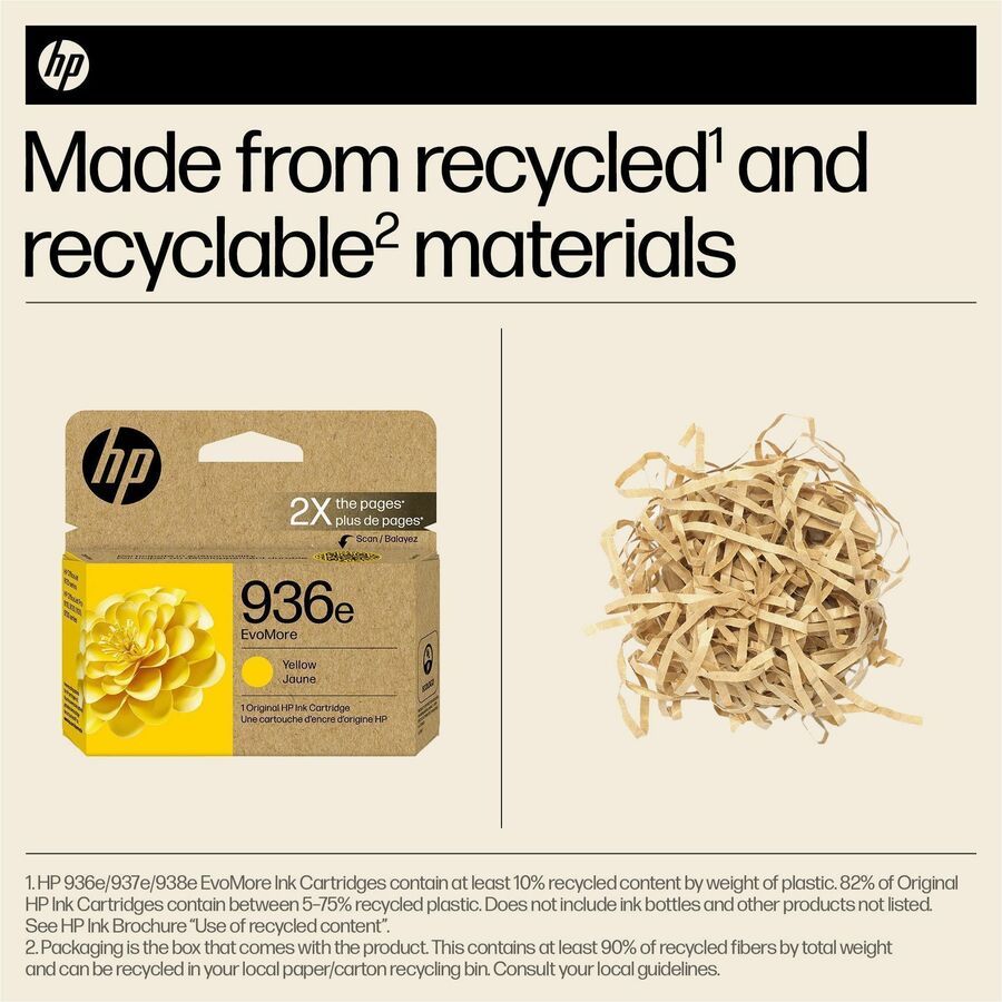 HP EvoMore 936e Original High Yield Inkjet Ink Cartridge - Yellow - 1 Each - 1650 Pages