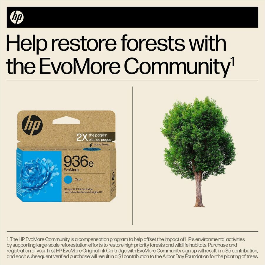 HP EvoMore 936e Original High Yield Inkjet Ink Cartridge - Cyan - 1 Each - 1650 Pages