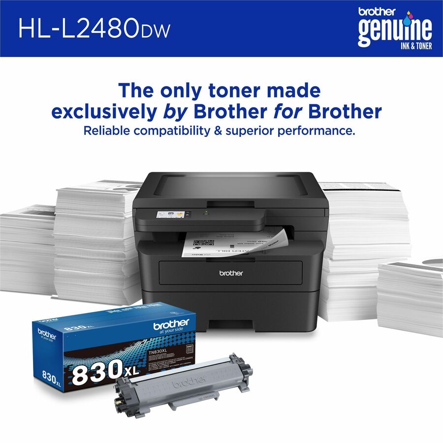 Brother Wireless HL-L2480DW Compact Monochrome Multi-Function Laser Printer with Print, Copy and Scan, Duplex and Mobile Printing
