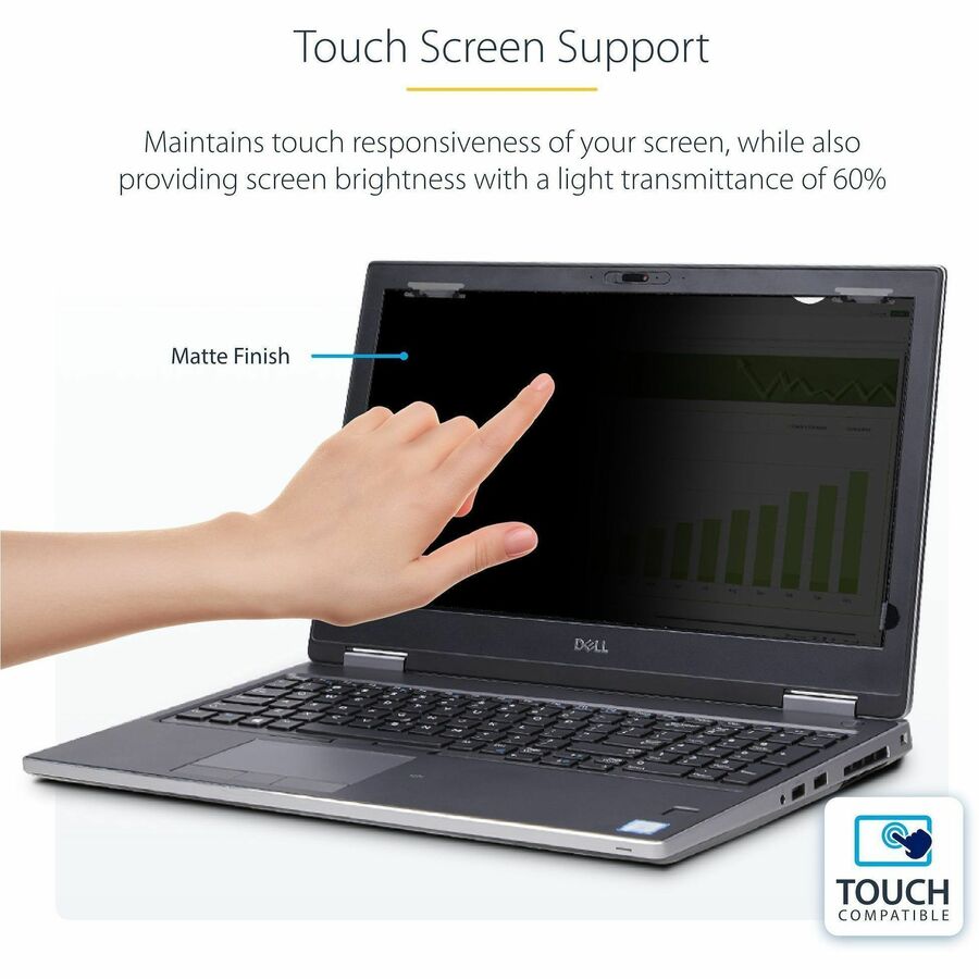 StarTech 16-inch 16:10 Flip-Up Privacy Screen w/Touch, Anti-Glare Privacy Filter, Laptop Monitor Screen Protector, Blue Light Filter