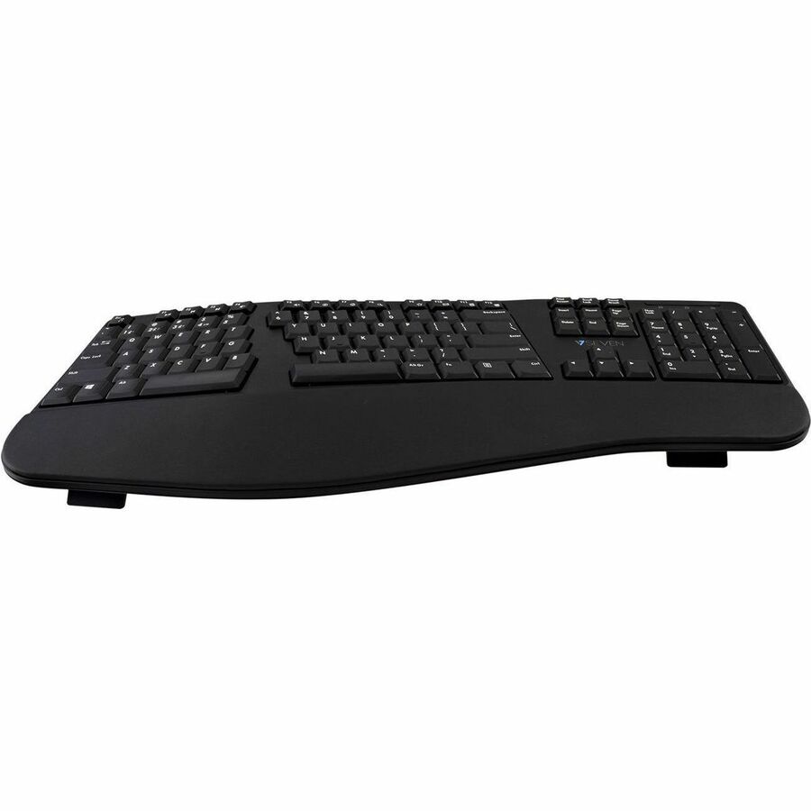 V7 Bluetooth Split Ergonomic Keyboard and Mouse Combo - Business - US Layout - English (US) - QWERTY - Black - Wireless Connectivity - Bluetooth - RF - 2.4GHz - Full Size - Padded Palm Rest - USB Interface - Windows - MacOS - ChromeOS - Ergo - Dual Mode Connection - Multimedia keys - Lasered keycaps -Battery included