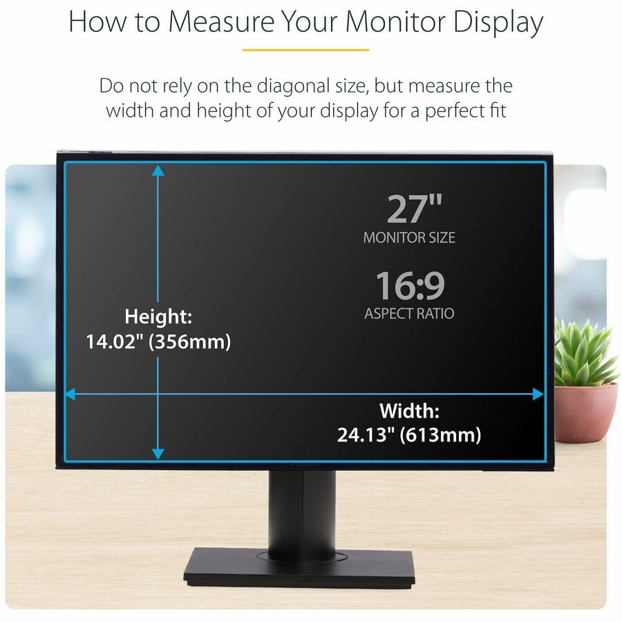 StarTech 27-inch 16:9 Computer Monitor Privacy Screen, Hanging Acrylic Filter, Monitor Protector/Shield, +/- 30 Deg., Glossy, TAA