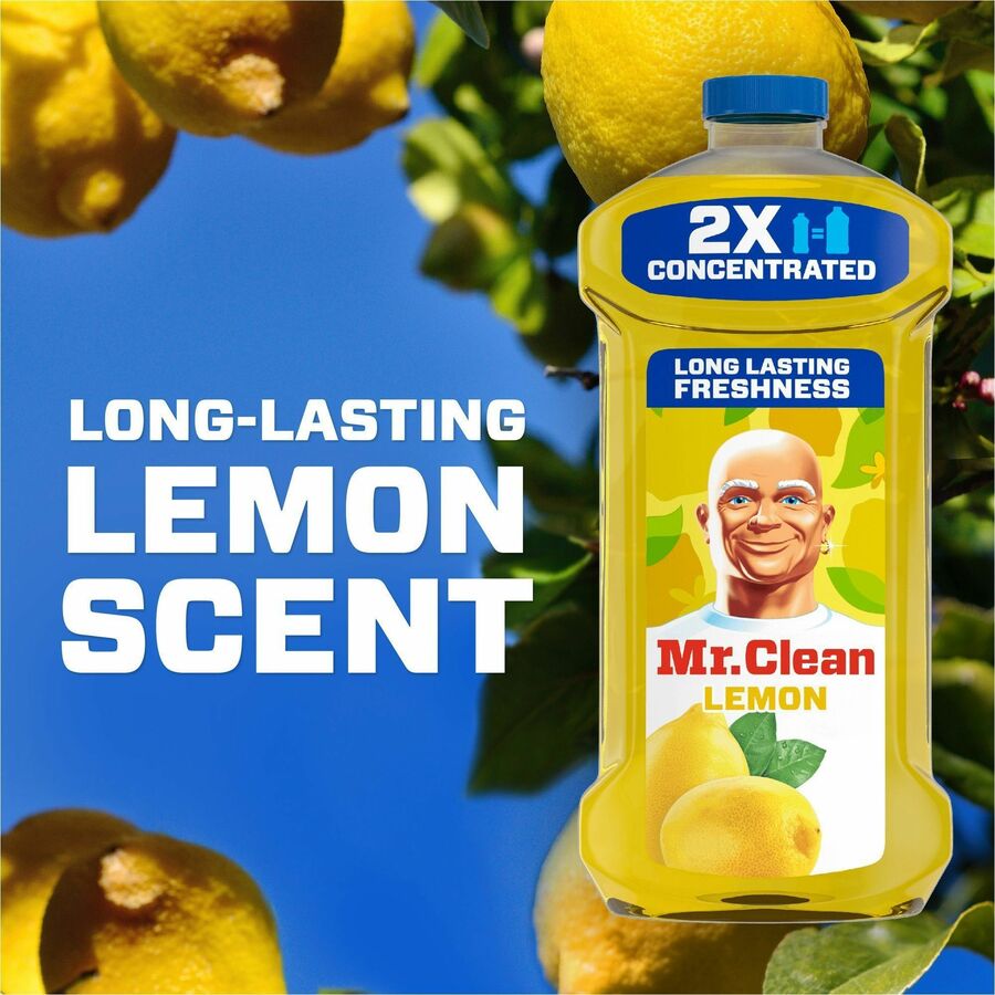 Mr. Clean Multi-Surface Cleaner - For Multi Surface, Multipurpose - Concentrate - Liquid - 23 fl oz (0.7 quart) - Lemon Scent - 9 / Carton - Long Lasting, Phosphate-free - Yellow