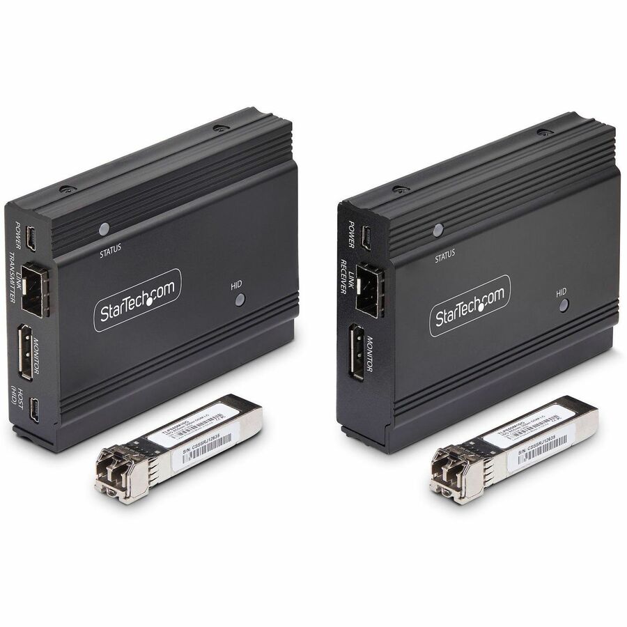 StarTech DisplayPort KVM Extender over Fiber Optic, 4K 60Hz Console Extender Kit Up to 984ft/300m, 2x 10G SFP+ Multi-mode Modules, TAA