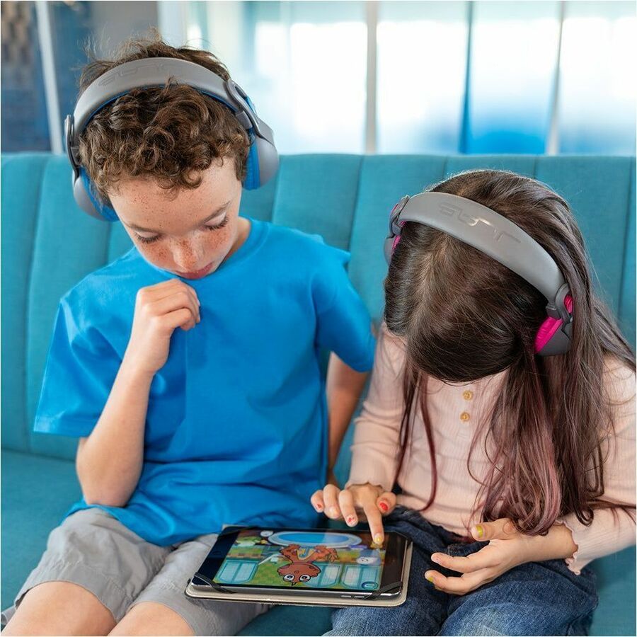 JLab JBuddies Studio 2 wireless over-ear headphones in gray and blue — alternate view 3