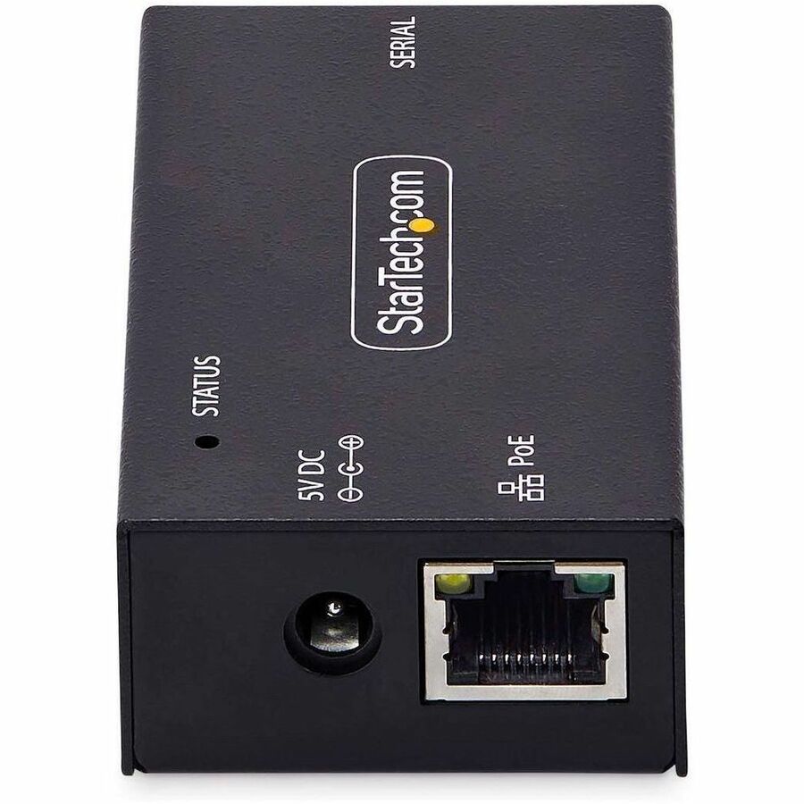 StarTech 1-Port Serial to Ethernet Adapter, 802.3af PoE Powered Serial Device Server, Wall/DIN Rail Mount, LAN To DB9 Converter, TAA