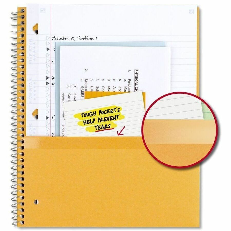 Five Star Subject Spiral Notebook - 1 Subject(s) - 100 Pages - Printed - Twin Wirebound - Letter - 8 1/2" x 11" Sheet Size - Amethyst Purple Plastic, Black, White Cover - Double Sided Sheet, Bleed Resistant, Ink Resistant, Perforated, Easy Tear, Pocket, T