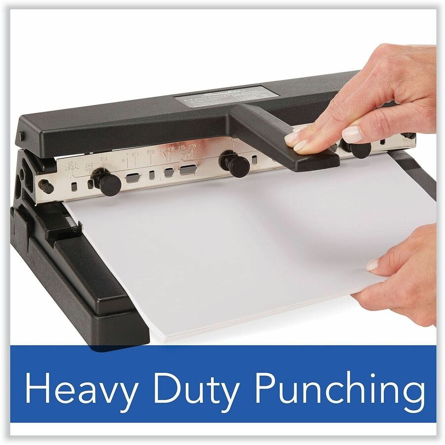 Swingline 2-4 Holes Heavy-Duty Paper Punch - 40 Sheet - 9" , 32" Punch Size - Die-cast Steel - Black - Kennedy Office