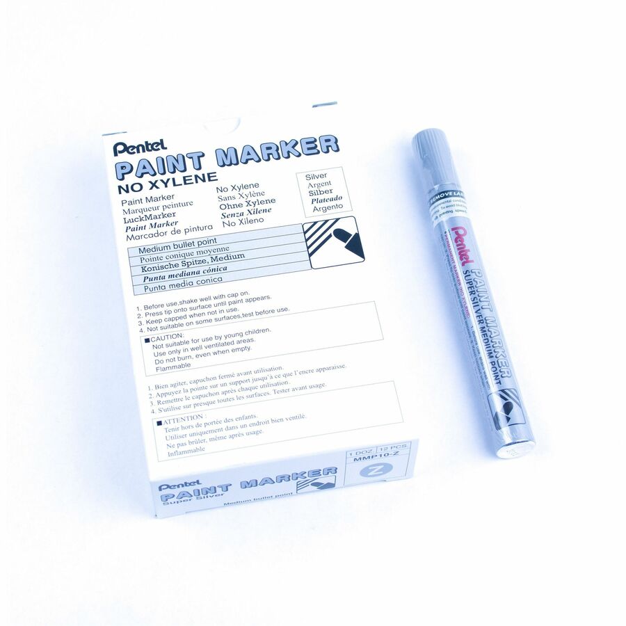 Pentel Paint Marker, Medium Point, Bullet Tip, Silver Ink