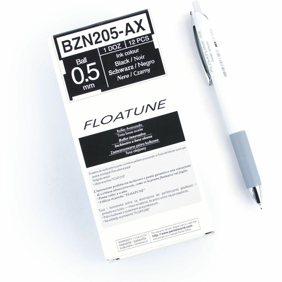 Pentel Floatune, Retractable Advanced Rollerball Pen, 0.5mm Tip, Black Ink