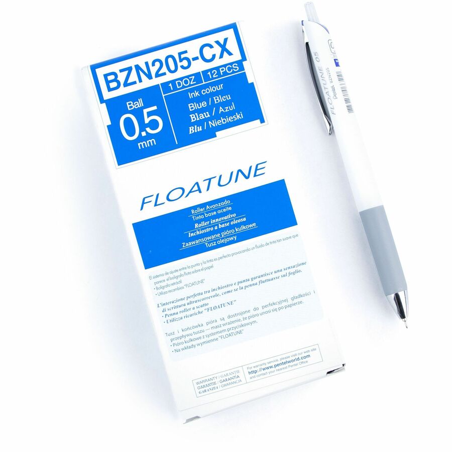 Pentel Floatune, Retractable Advanced Rollerball Pen, 0.5mm Tip, Blue Ink